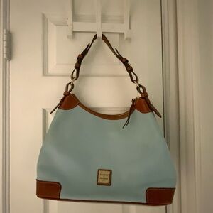 Dooney & Bourke Sky Blue and Tan Shoulder Bag